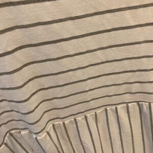 Grey and white striped midi dress, size large. Gently used.